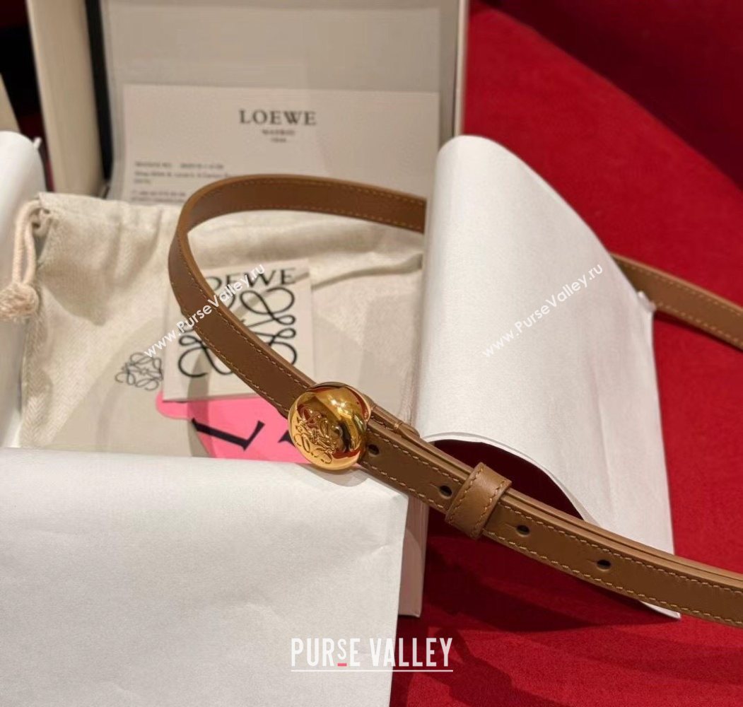 Loewe Pebble Belt 1.5cm in Smooth Leather Beige/Gold 2025 LW091201 (99-250912055)