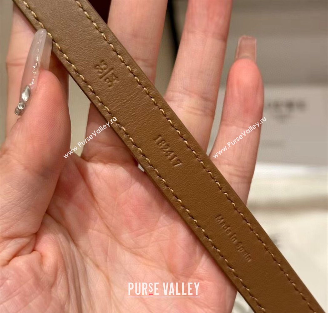 Loewe Pebble Belt 1.5cm in Smooth Leather Beige/Gold 2025 LW091201 (99-250912055)