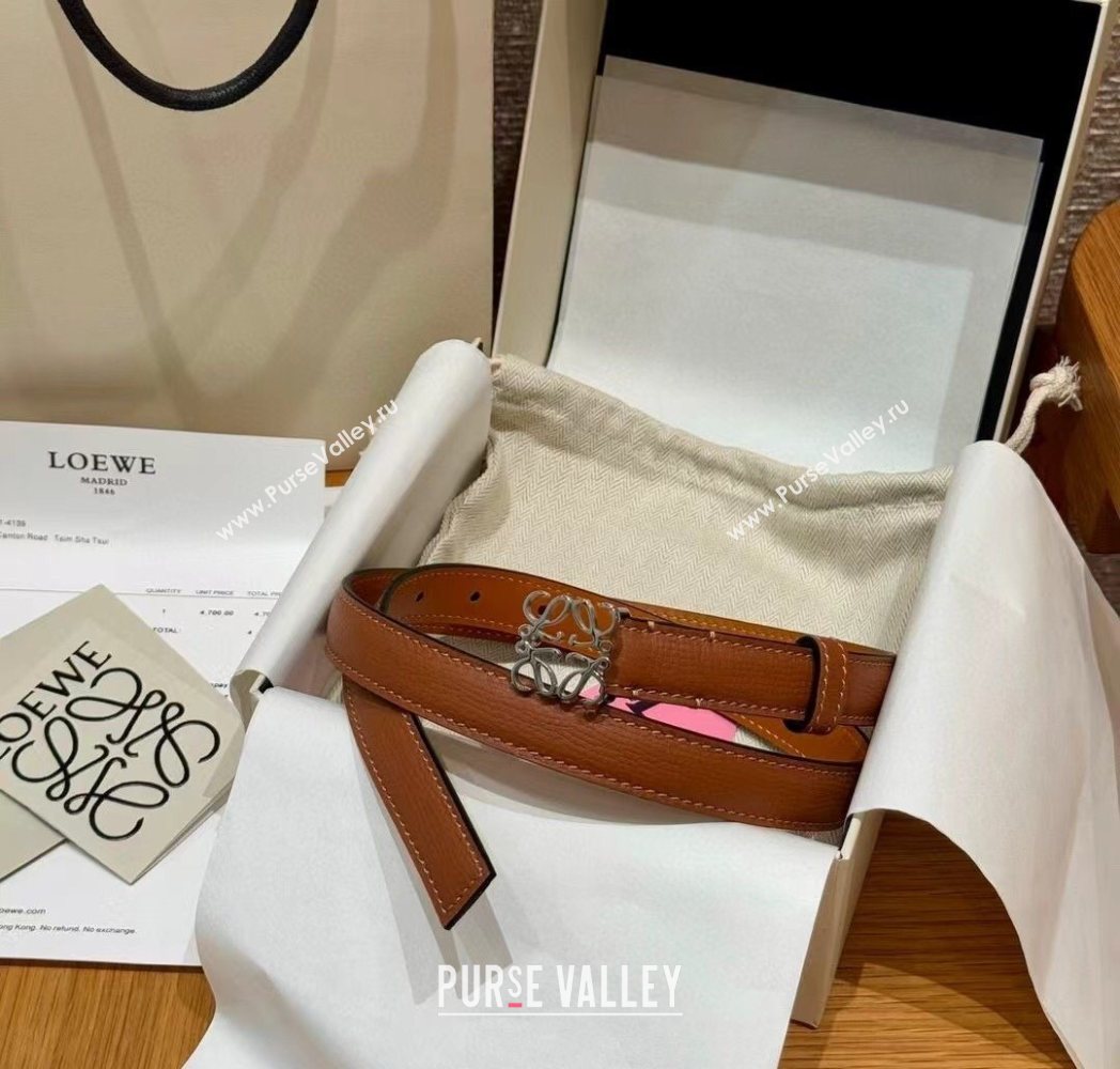 Loewe Anagram Anchor Belt 2cm in Stone Embossed Leather Brown/Silver 2025 LW091202 (99-250912058)