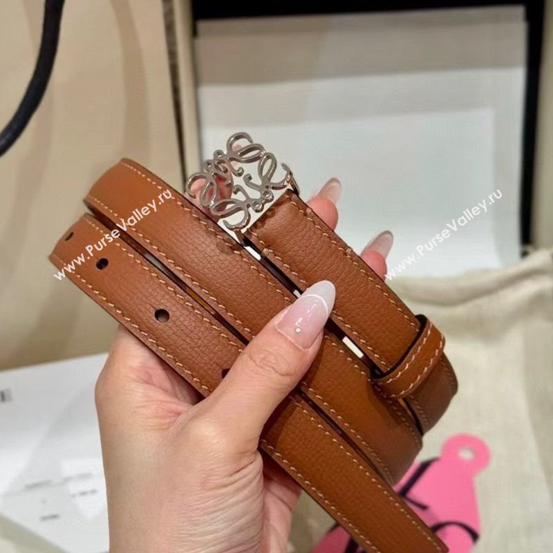 Loewe Anagram Anchor Belt 2cm in Stone Embossed Leather Brown/Silver 2025 LW091202 (99-250912058)