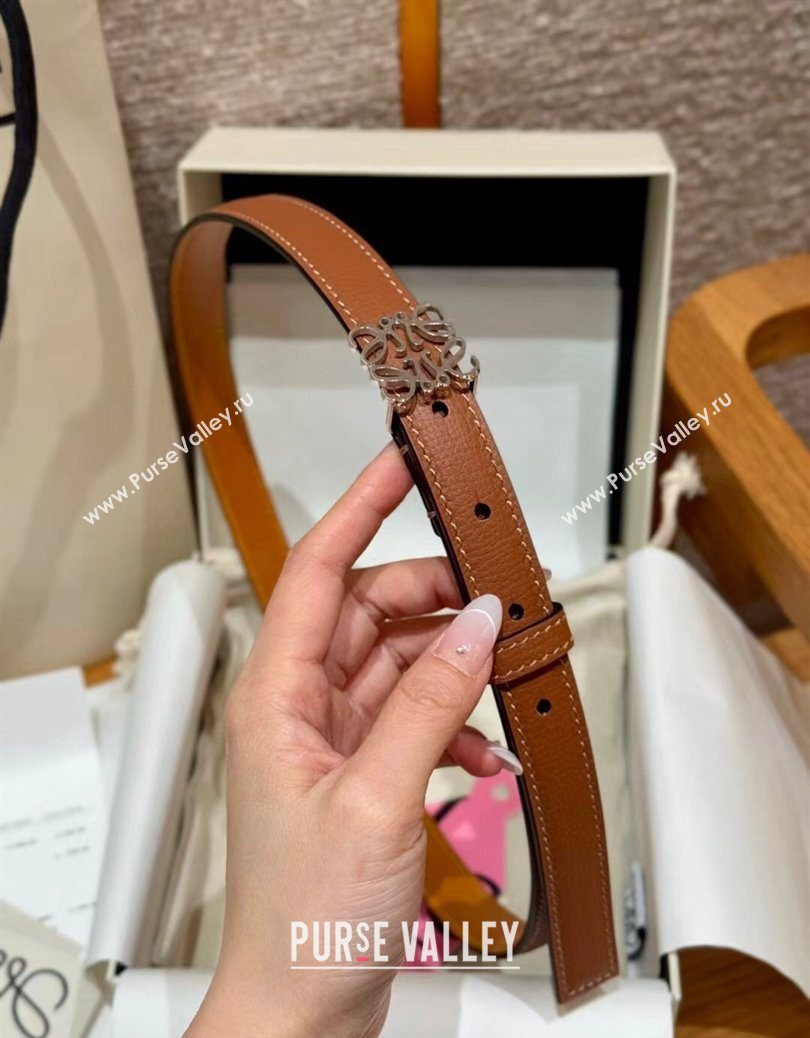 Loewe Anagram Anchor Belt 2cm in Stone Embossed Leather Brown/Silver 2025 LW091202 (99-250912058)