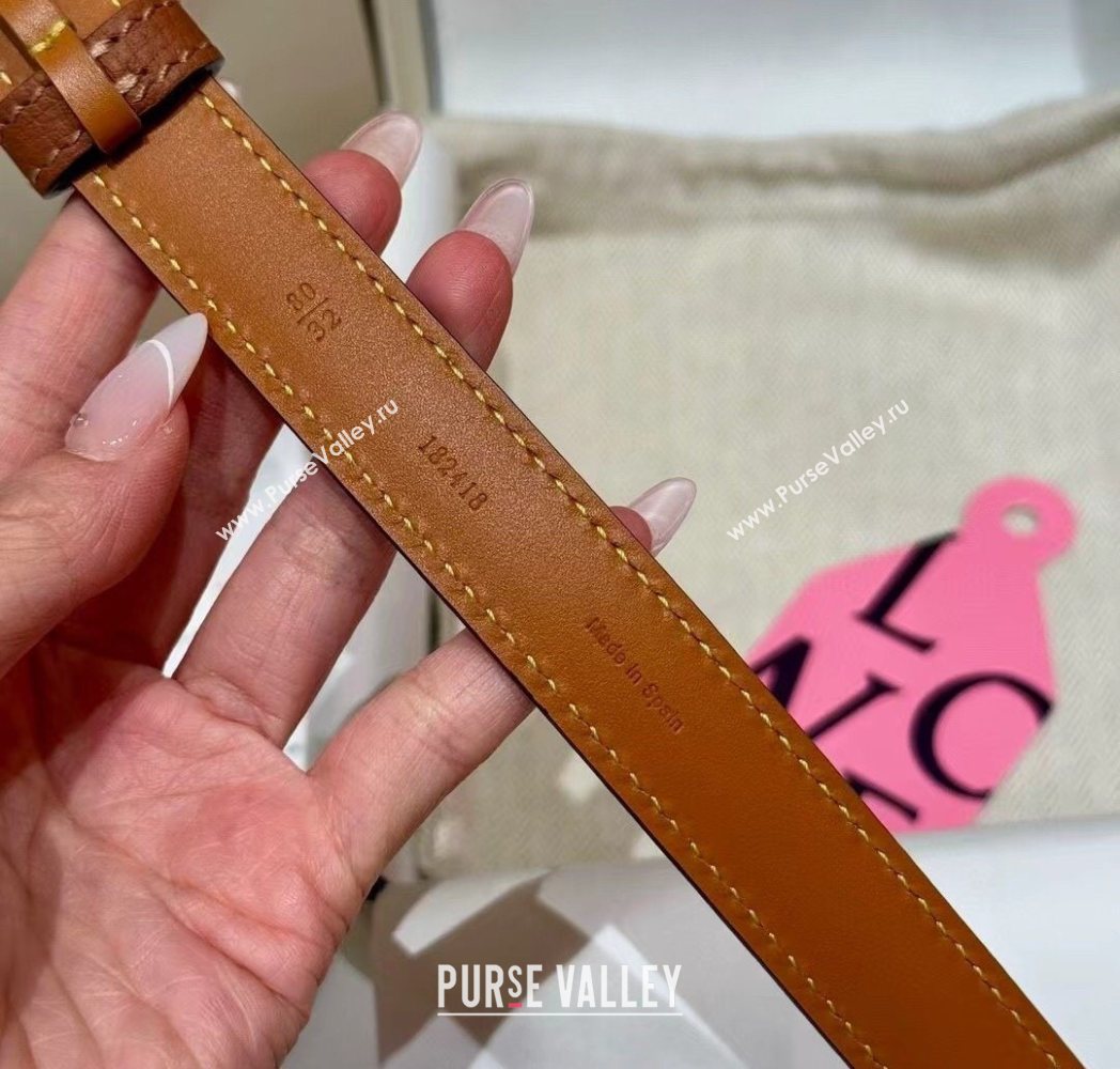 Loewe Anagram Anchor Belt 2cm in Stone Embossed Leather Brown/Silver 2025 LW091202 (99-250912058)