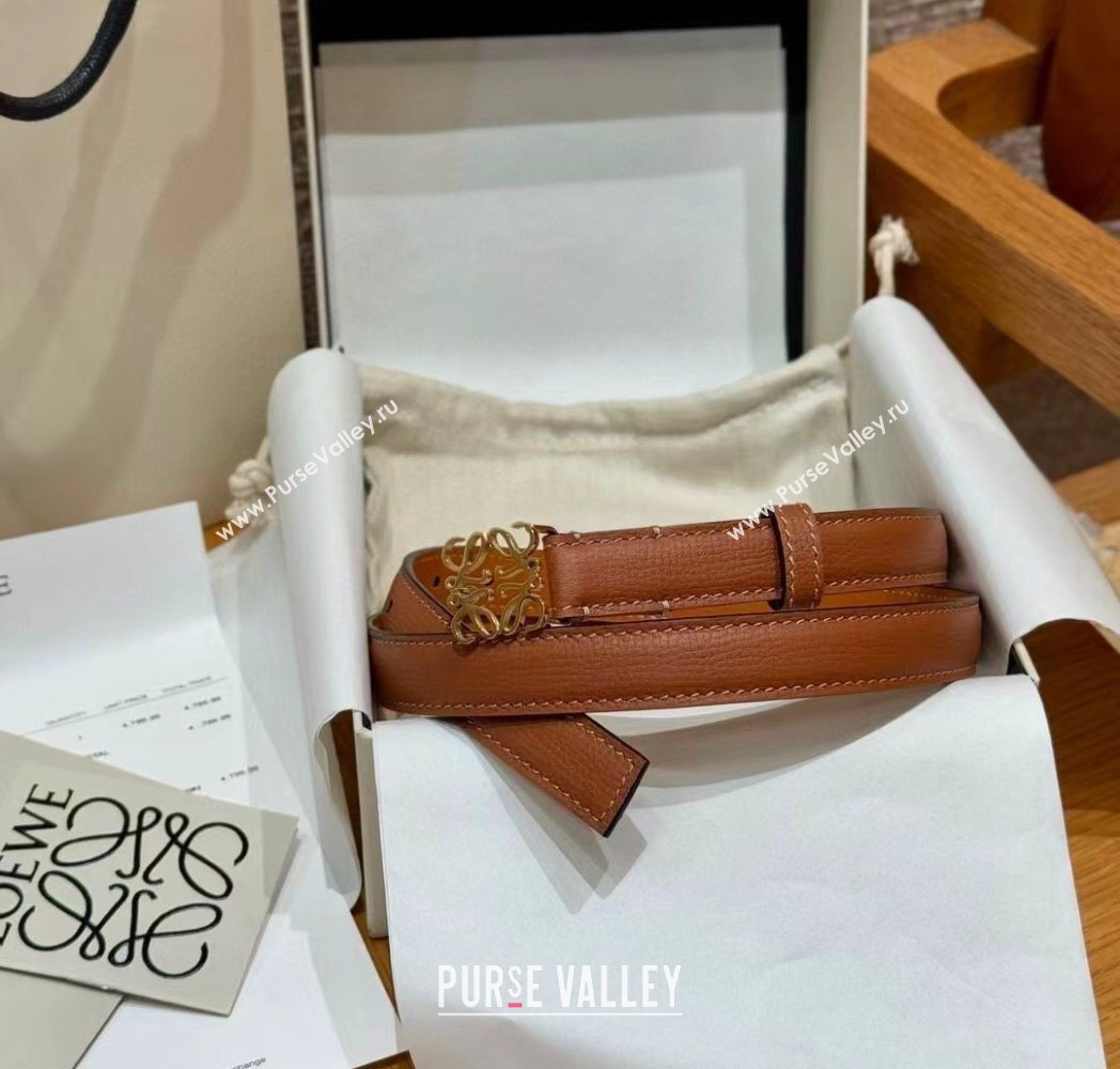 Loewe Anagram Anchor Belt 2cm in Stone Embossed Leather Brown/Gold 2025 LW091202 (99-250912059)