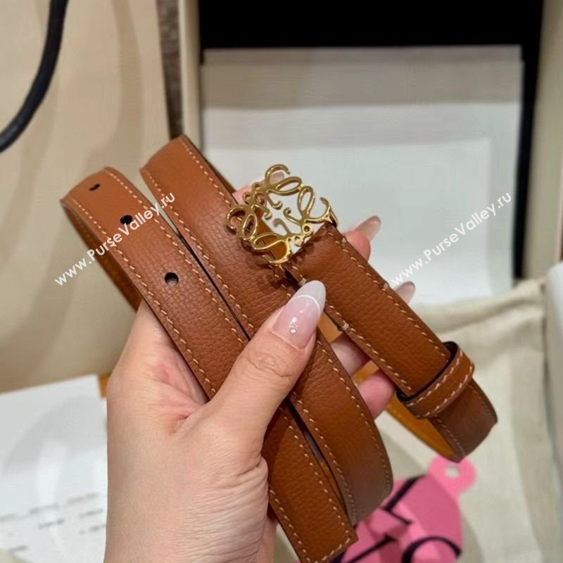 Loewe Anagram Anchor Belt 2cm in Stone Embossed Leather Brown/Gold 2025 LW091202 (99-250912059)