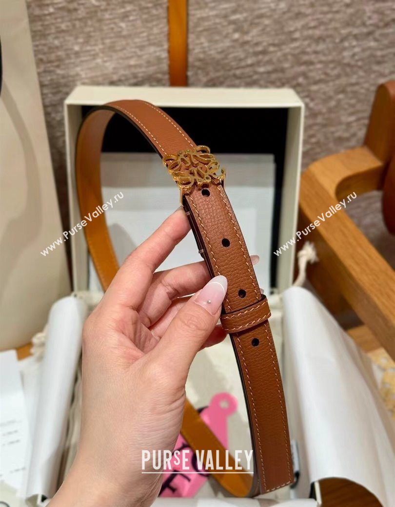 Loewe Anagram Anchor Belt 2cm in Stone Embossed Leather Brown/Gold 2025 LW091202 (99-250912059)