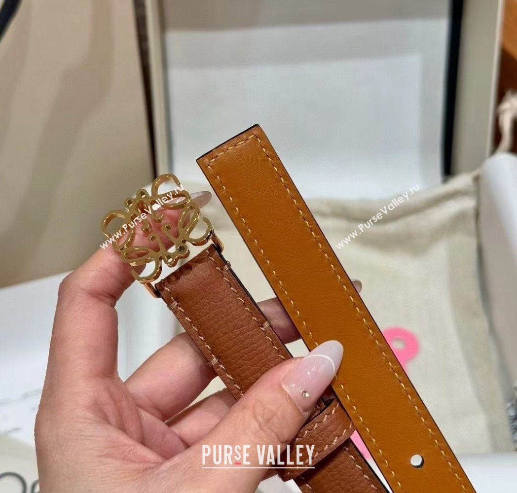 Loewe Anagram Anchor Belt 2cm in Stone Embossed Leather Brown/Gold 2025 LW091202 (99-250912059)