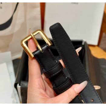 Celine Supple Calfskin Leather Belt 2.5cm with Pin Buckle Black/Gold 2025 CE0911098 (99-250911099)