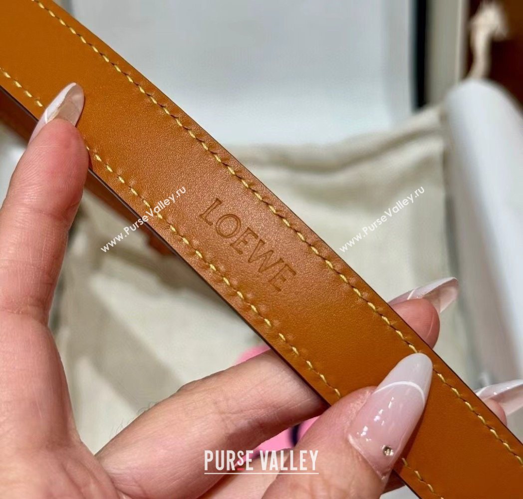 Loewe Anagram Anchor Belt 2cm in Stone Embossed Leather Brown/Gold 2025 LW091202 (99-250912059)