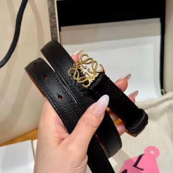 Loewe Anagram Anchor Belt 2cm in Stone Embossed Leather Black/Gold 2025 LW091202 (99-250912060)