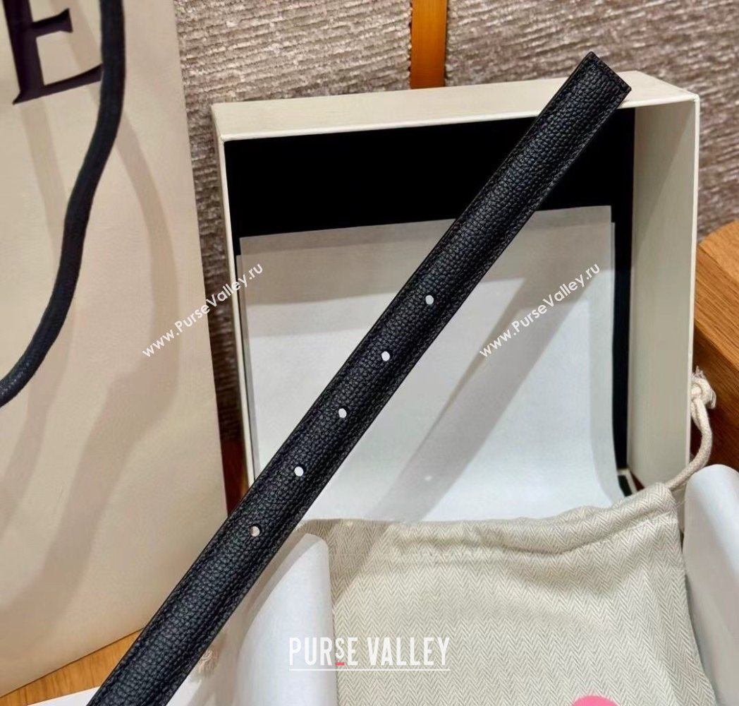 Loewe Anagram Anchor Belt 2cm in Stone Embossed Leather Black/Gold 2025 LW091202 (99-250912060)