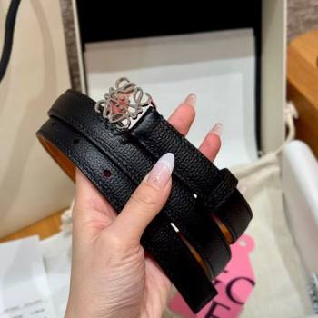 Loewe Anagram Anchor Belt 2cm in Stone Embossed Leather Black/Silver 2025 LW091202 (99-250912061)