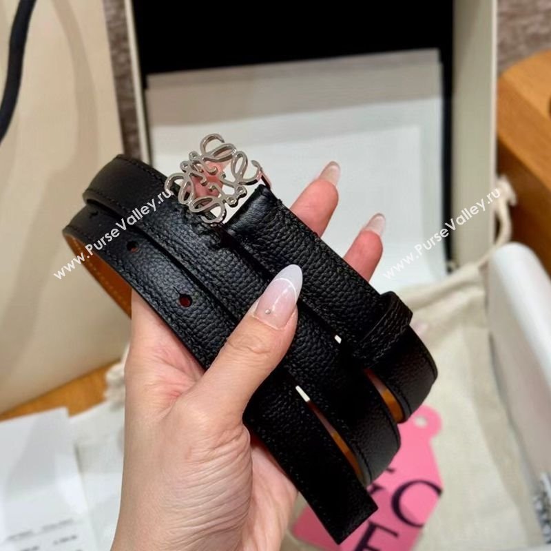 Loewe Anagram Anchor Belt 2cm in Stone Embossed Leather Black/Silver 2025 LW091202 (99-250912061)