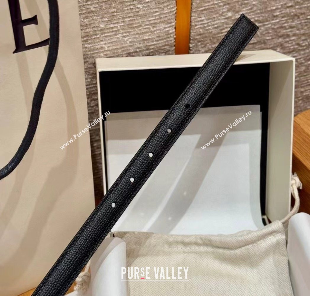 Loewe Anagram Anchor Belt 2cm in Stone Embossed Leather Black/Silver 2025 LW091202 (99-250912061)