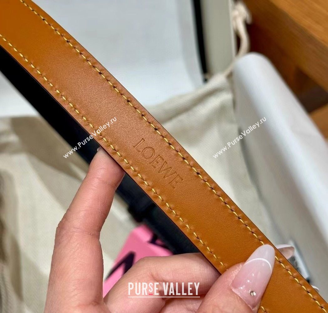 Loewe Anagram Anchor Belt 2cm in Stone Embossed Leather Black/Silver 2025 LW091202 (99-250912061)