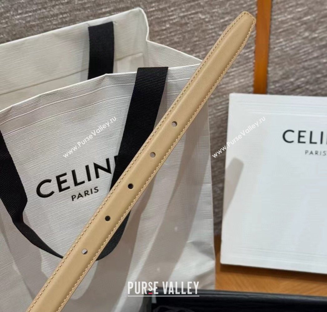 Celine Triomphe Supple Calfskin Leather Belt 1.8cm Beige 2025 0911 (99-250911090)