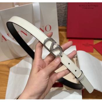 Valentino VLogo Calfskin Leather Belt 2cm White/Silver 2025 VL091201 (99-250912080)