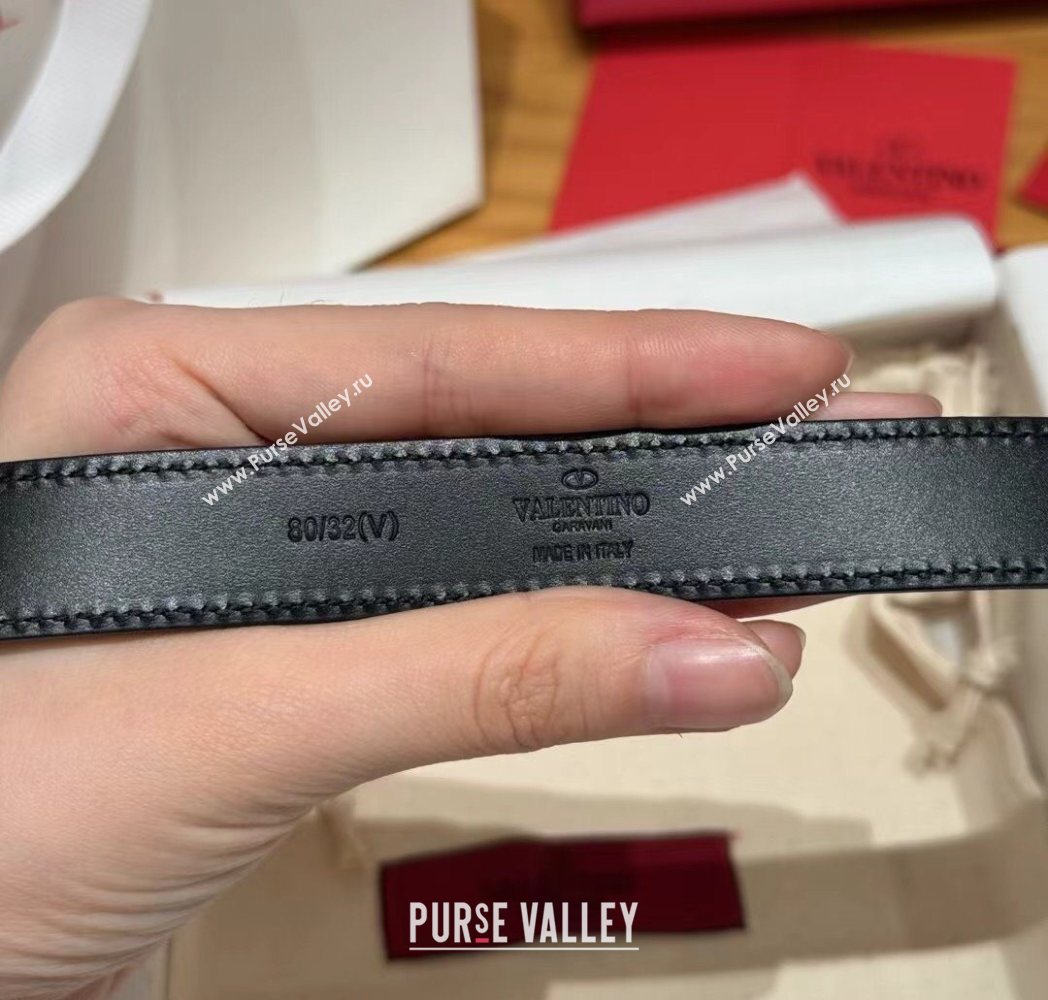 Valentino VLogo Calfskin Leather Belt 2cm White/Silver 2025 VL091201 (99-250912080)