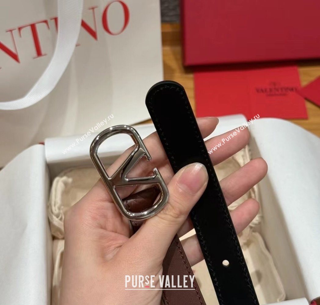 Valentino VLogo Calfskin Leather Belt 2cm Brown 2025 VL091201 (99-250912082)