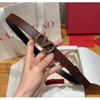Valentino VLogo Calfskin Leather Belt 2cm Brown 2025 VL091201 (99-250912082)