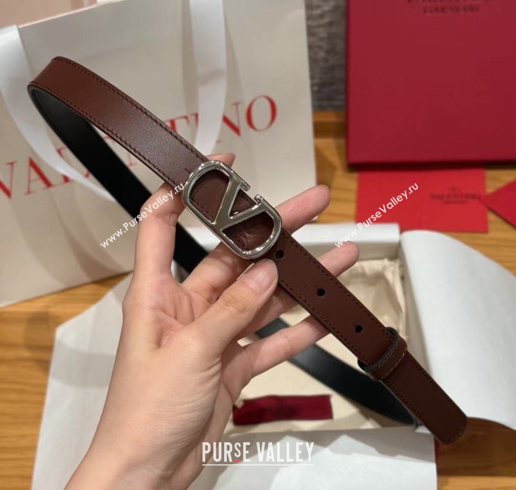 Valentino VLogo Calfskin Leather Belt 2cm Brown 2025 VL091201 (99-250912082)
