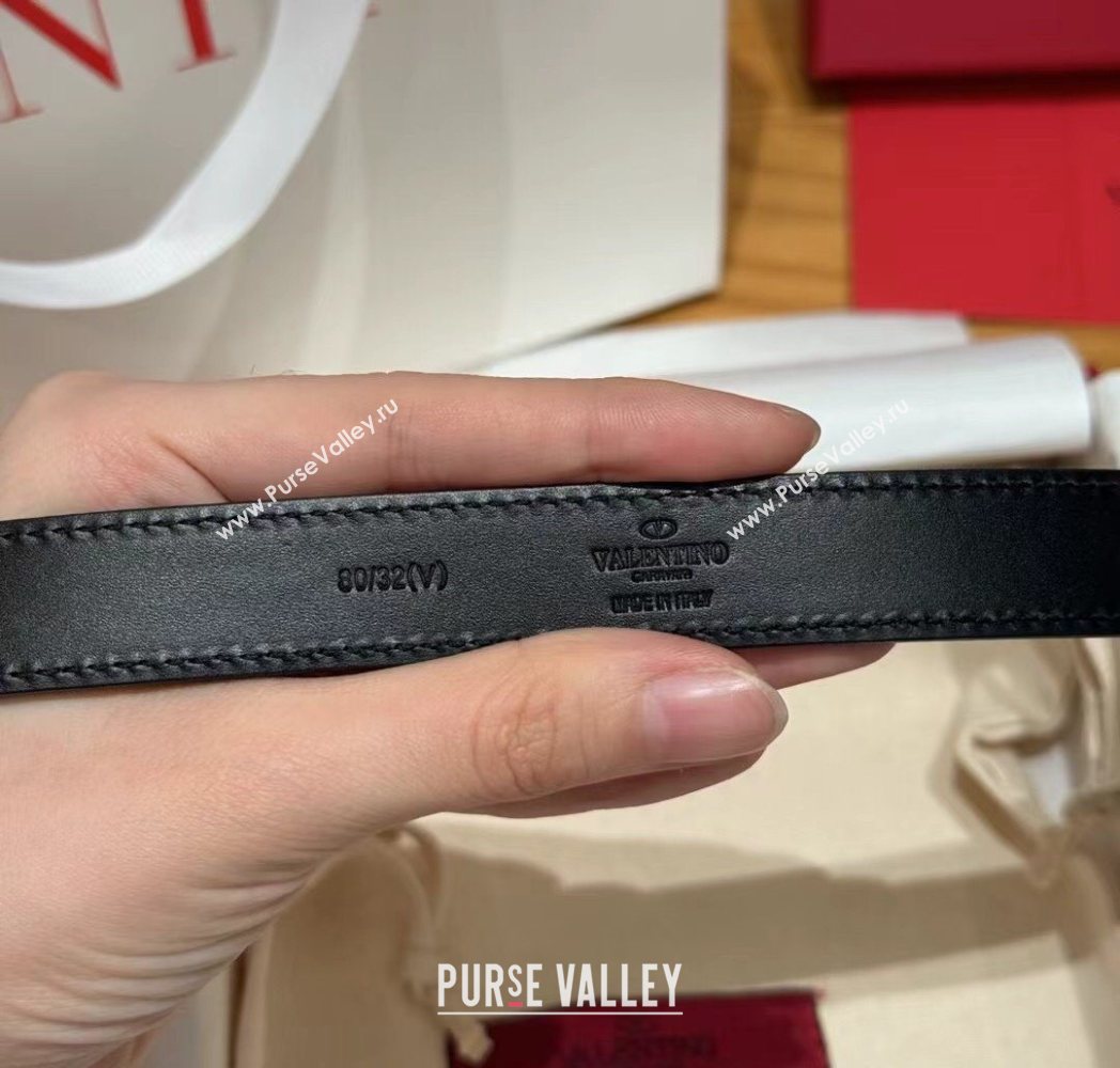 Valentino VLogo Calfskin Leather Belt 2cm Brown 2025 VL091201 (99-250912082)