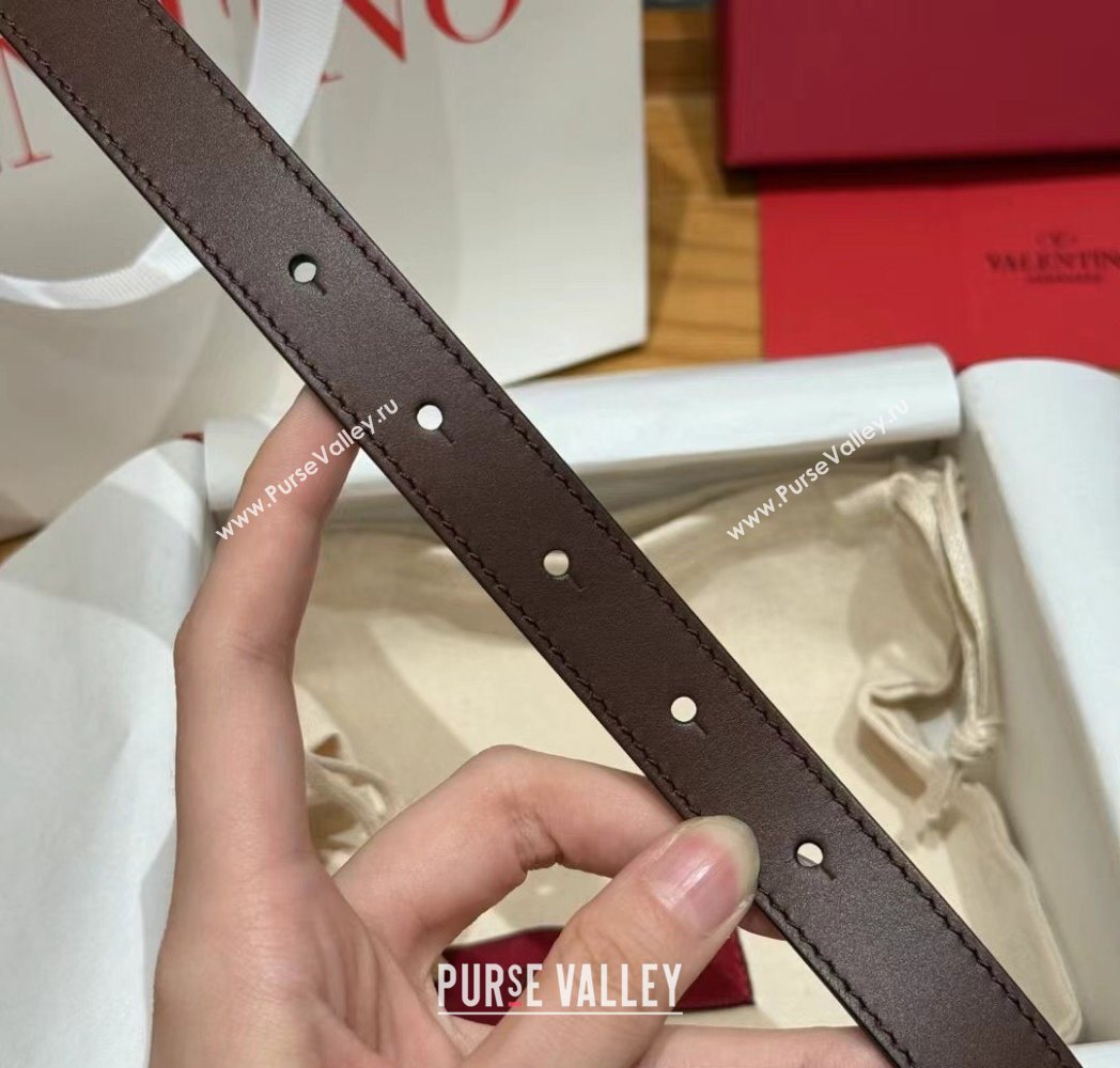 Valentino VLogo Calfskin Leather Belt 2cm Brown 2025 VL091201 (99-250912082)