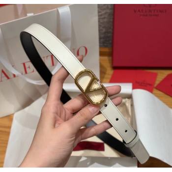 Valentino VLogo Calfskin Leather Belt 2cm White/Gold 2025 VL091201 (99-250912083)
