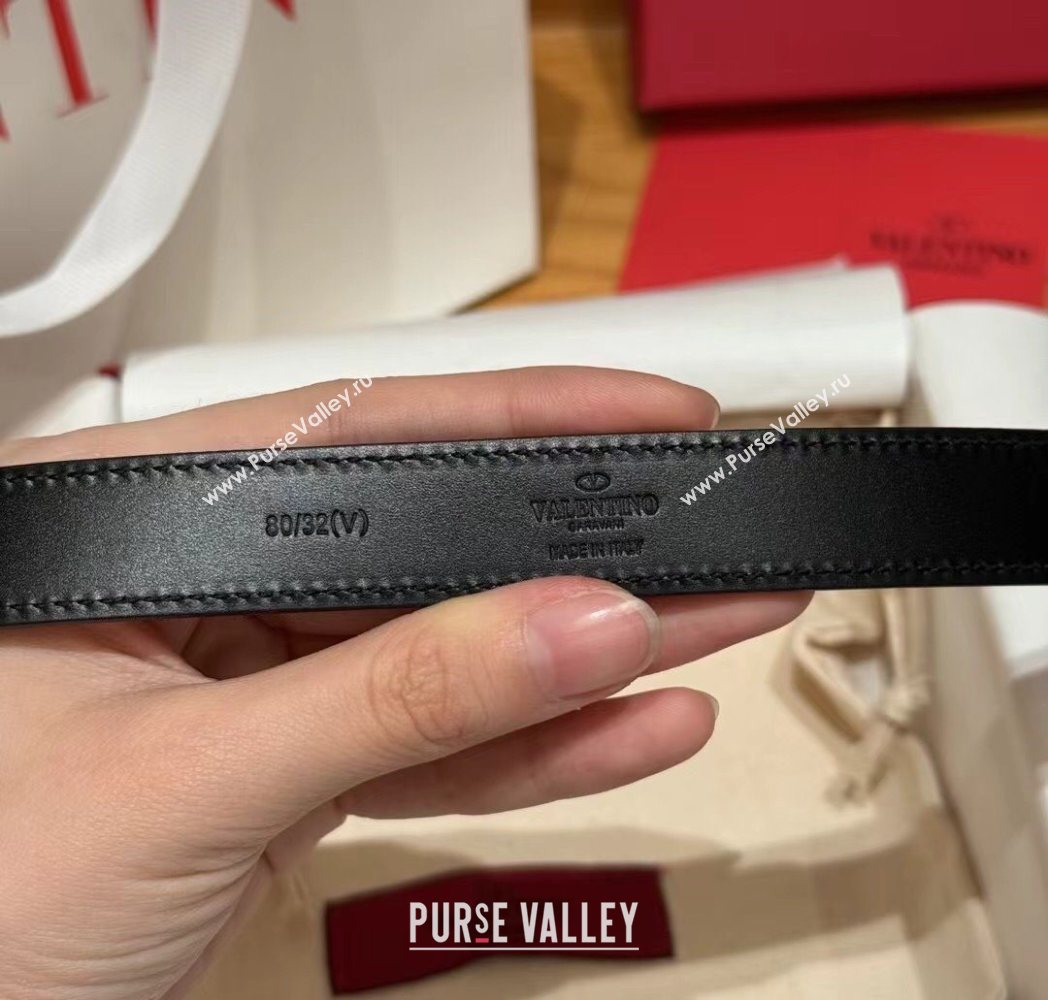 Valentino VLogo Calfskin Leather Belt 2cm White/Gold 2025 VL091201 (99-250912083)