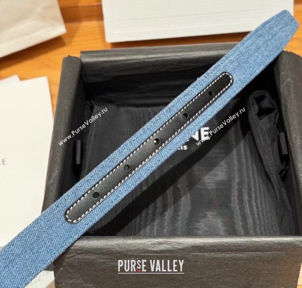 Celine Denim and Leather Belt 2.5cm with Triomphe Buckle Blue/Black/Gold2 2025 CE0911099 (99-250911100)