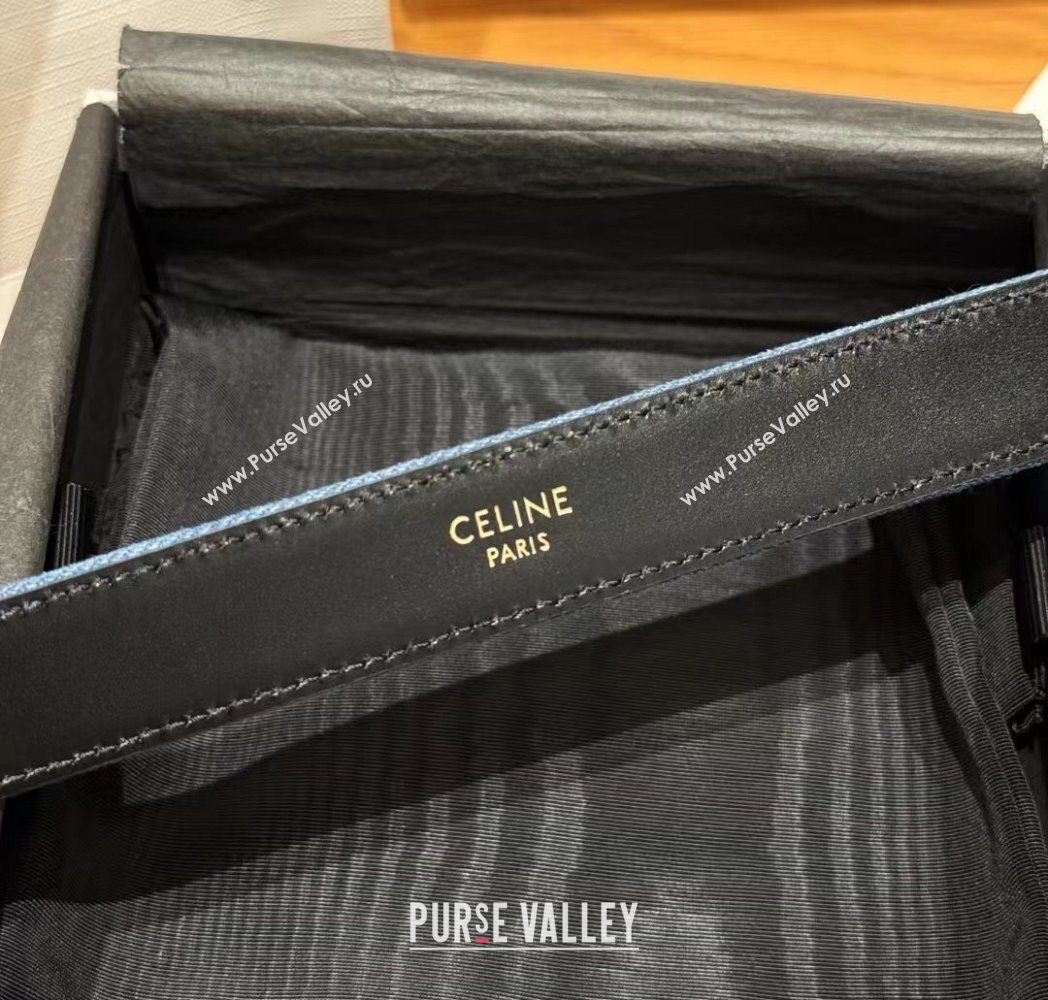 Celine Denim and Leather Belt 2.5cm with Triomphe Buckle Blue/Black/Shiny Gold 2025 CE0911099 (99-250911102)