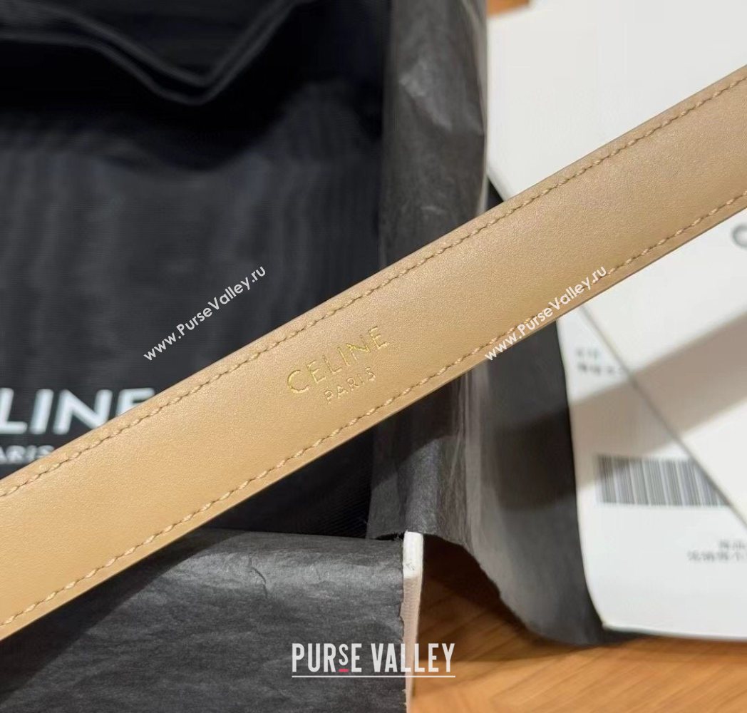 Celine Triomphe Supple Calfskin Leather Belt 1.8cm Beige 2025 0911 (99-250911090)