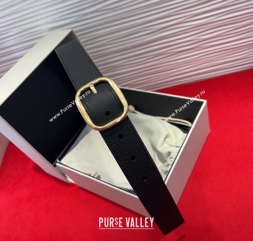 Loewe Grained Calfskin Belt 3.2cm with Square Buckle Black/Gold 2025 LW091203 (99-250912062)