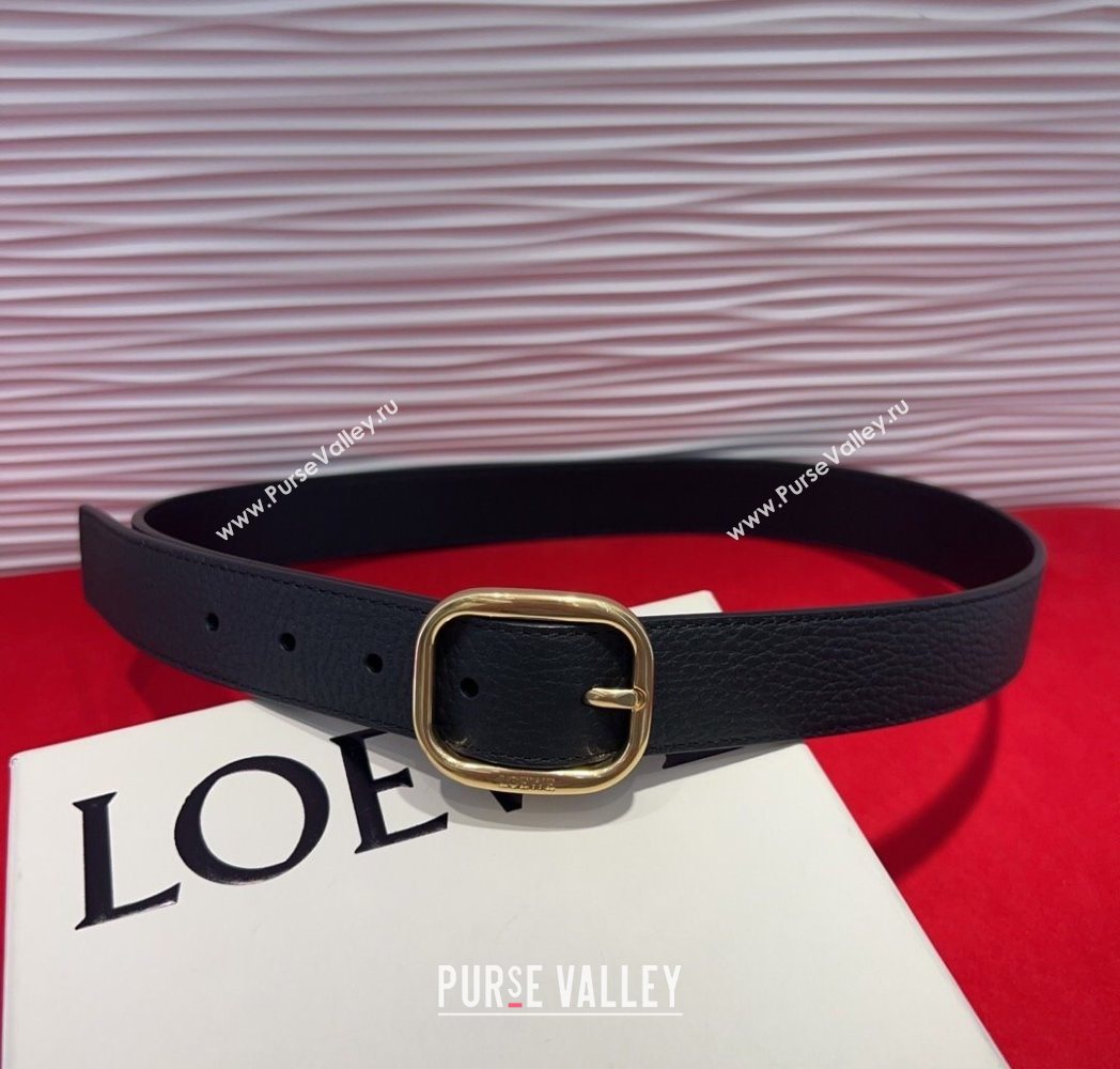 Loewe Grained Calfskin Belt 3.2cm with Square Buckle Black/Gold 2025 LW091203 (99-250912062)
