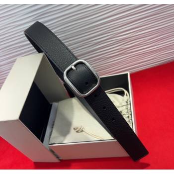 Loewe Grained Calfskin Belt 3.2cm with Square Buckle Black/Silver 2025 LW091203 (99-250912065)