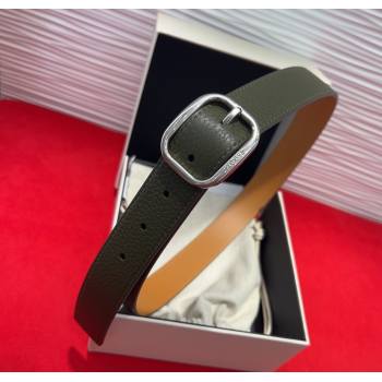 Loewe Grained Calfskin Belt 3.2cm with Square Buckle Green/Silver 2025 LW091203 (99-250912067)