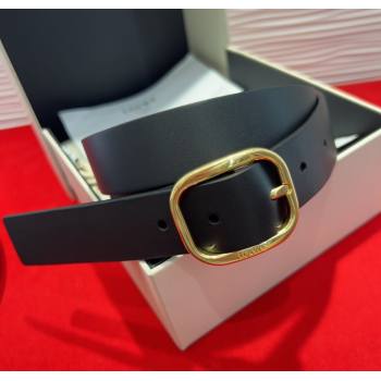 Loewe Smooth Calfskin Belt 3.2cm with Square Buckle Black/Gold 2025 LW091203 (99-250912068)