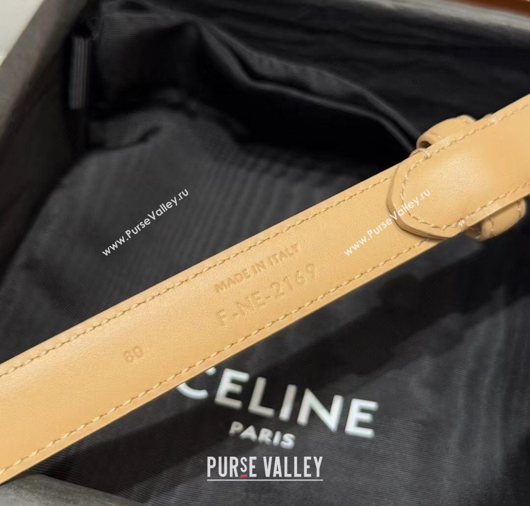 Celine Triomphe Supple Calfskin Leather Belt 1.8cm Beige 2025 0911 (99-250911090)