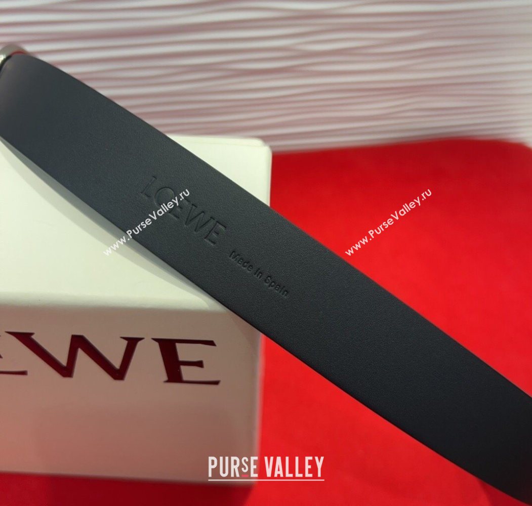 Loewe Smooth Calfskin Belt 3.2cm with Square Buckle Black/Gold 2025 LW091203 (99-250912068)