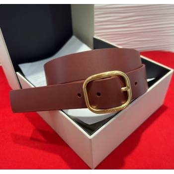 Loewe Smooth Calfskin Belt 3.2cm with Square Buckle Dark Brown/Gold 2025 LW091203 (99-250912069)