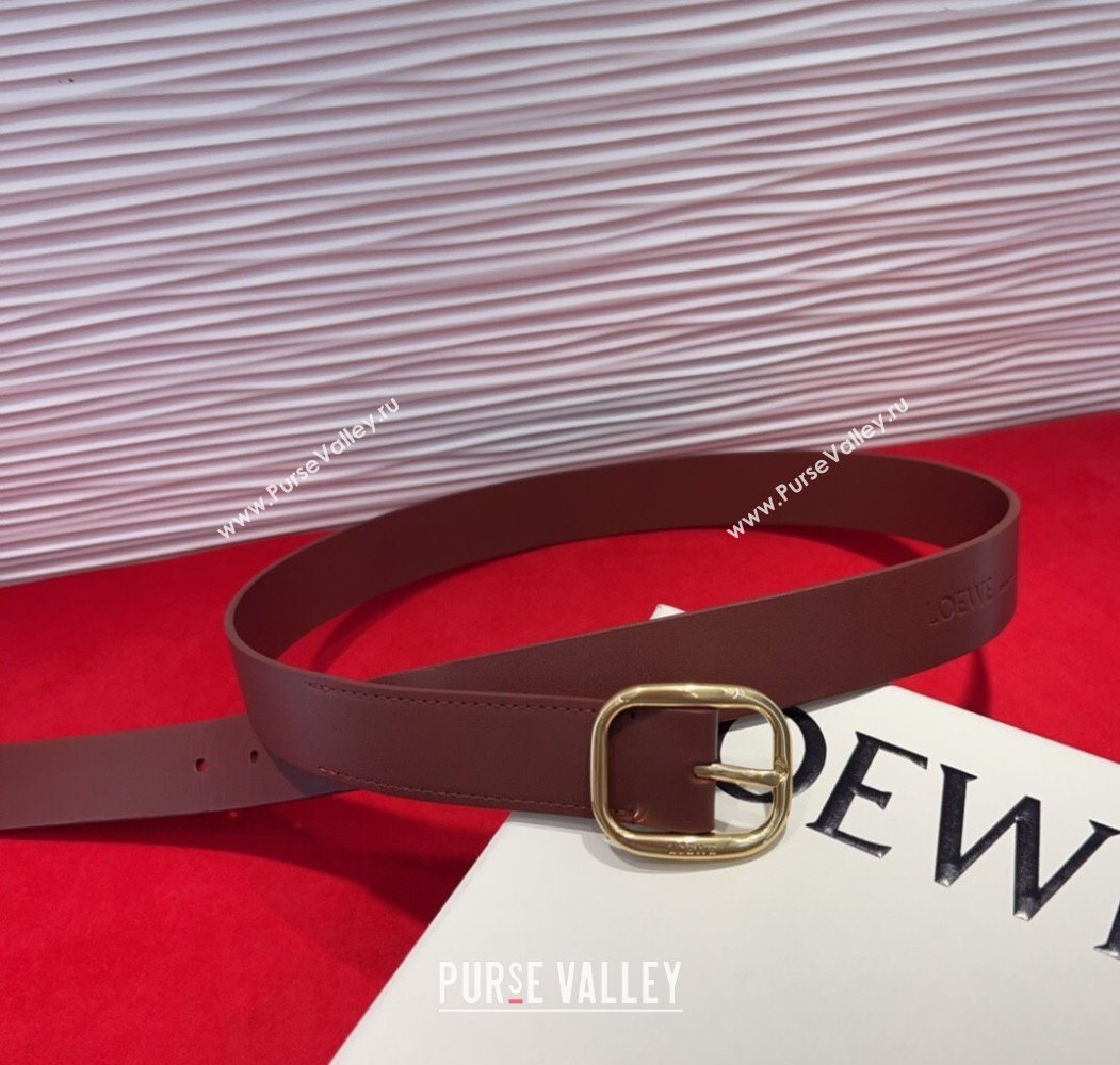 Loewe Smooth Calfskin Belt 3.2cm with Square Buckle Dark Brown/Gold 2025 LW091203 (99-250912069)