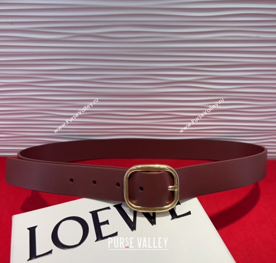 Loewe Smooth Calfskin Belt 3.2cm with Square Buckle Dark Brown/Gold 2025 LW091203 (99-250912069)