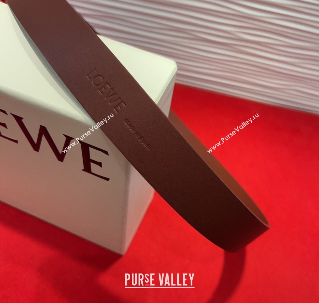 Loewe Smooth Calfskin Belt 3.2cm with Square Buckle Dark Brown/Gold 2025 LW091203 (99-250912069)