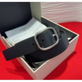 Loewe Smooth Calfskin Belt 3.2cm with Square Buckle Black/Silver 2025 LW091203 (99-250912070)