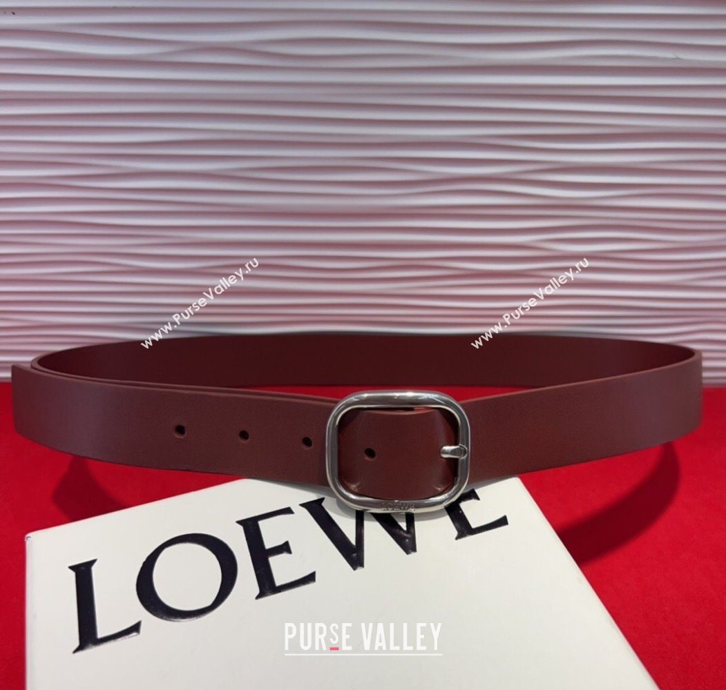 Loewe Smooth Calfskin Belt 3.2cm with Square Buckle Dark Brown/Silver 2025 LW091203 (99-250912071)