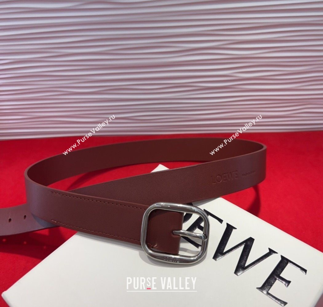 Loewe Smooth Calfskin Belt 3.2cm with Square Buckle Dark Brown/Silver 2025 LW091203 (99-250912071)