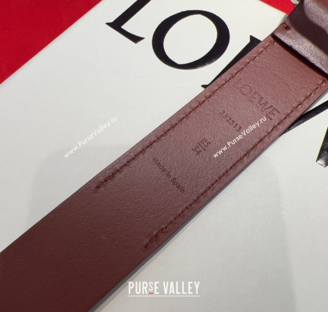 Loewe Smooth Calfskin Belt 3.2cm with Square Buckle Dark Brown/Silver 2025 LW091203 (99-250912071)