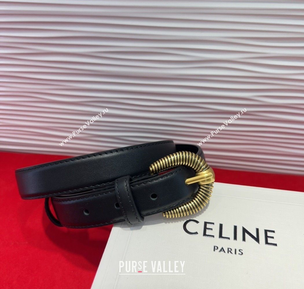 Celine Calfskin Leather Belt 3cm with Pin Buckle Black 2025 CE091102 (99-250911111)