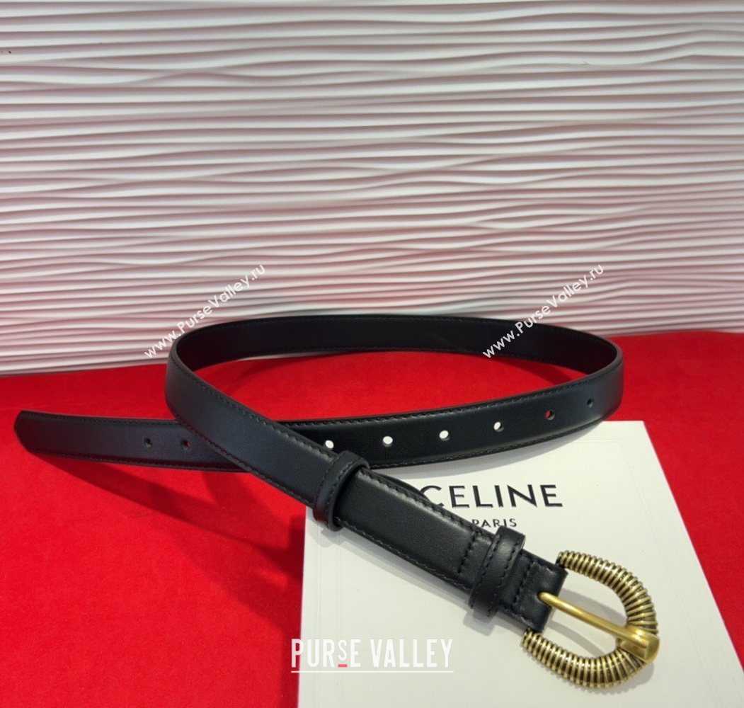 Celine Calfskin Leather Belt 3cm with Pin Buckle Black 2025 CE091102 (99-250911111)