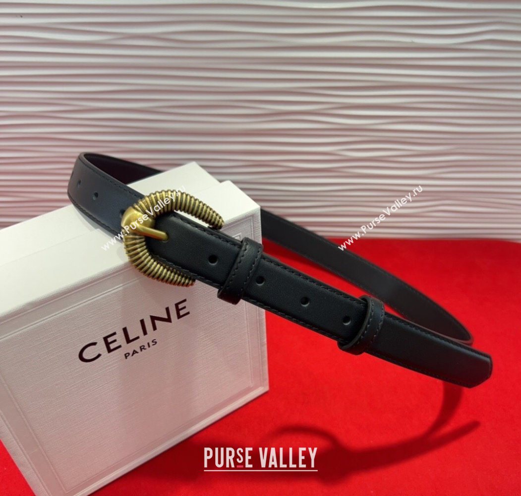 Celine Calfskin Leather Belt 3cm with Pin Buckle Black 2025 CE091102 (99-250911111)