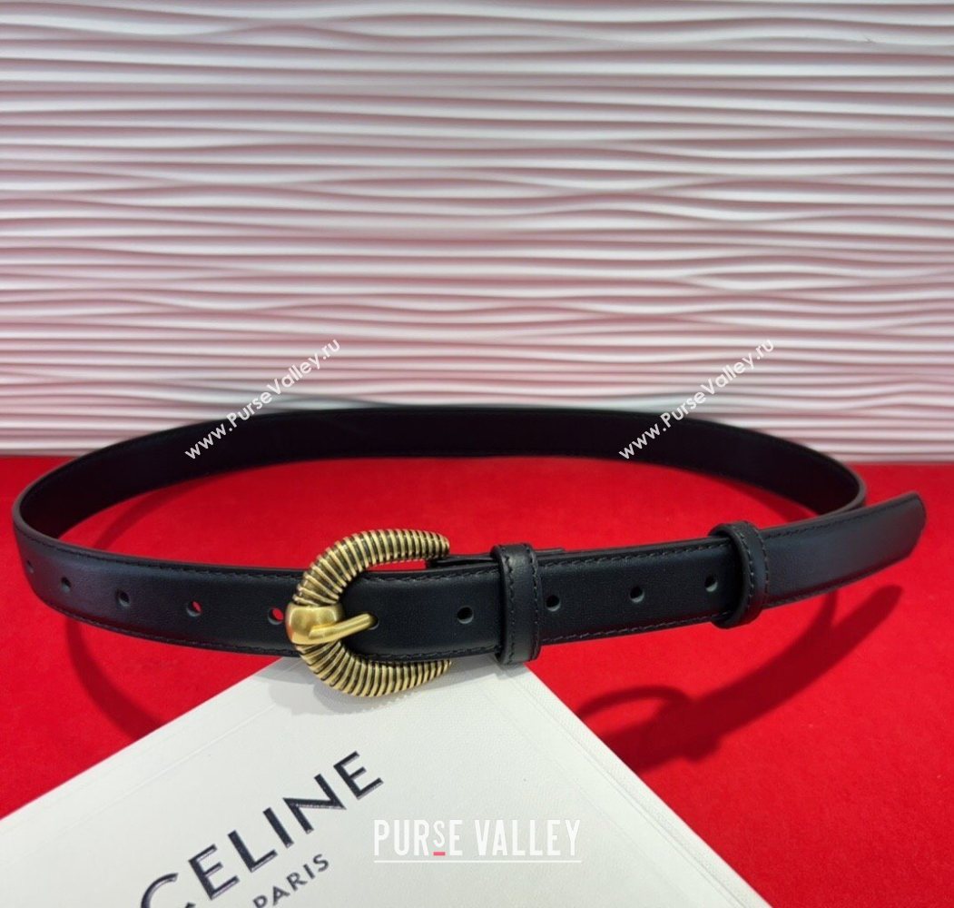 Celine Calfskin Leather Belt 3cm with Pin Buckle Black 2025 CE091102 (99-250911111)